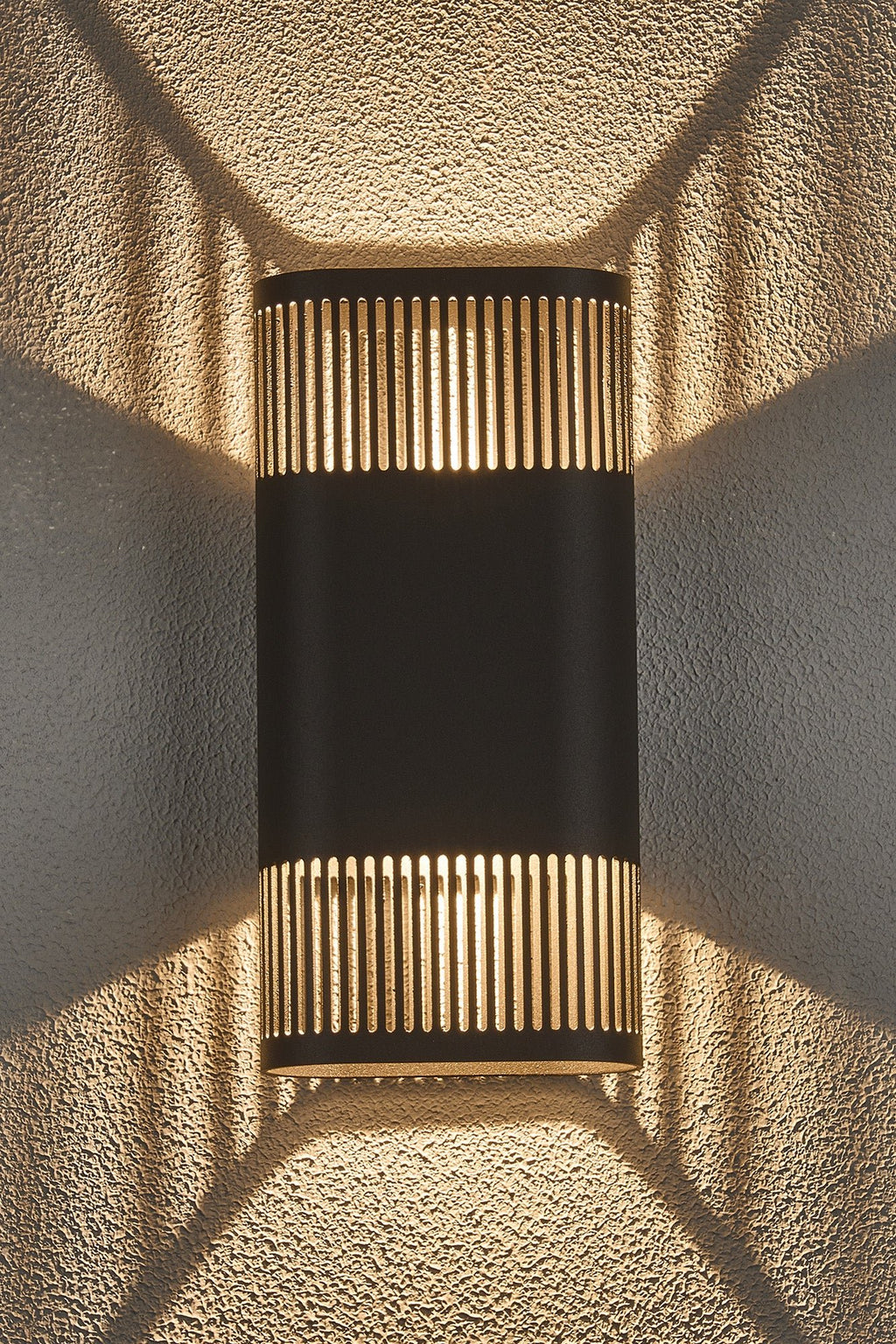 Luminosity Designs Ltd - Zane Wall Lamp With 125 x 260mm Mesh Line Pattern Shade, 2 x 6.5W LED, 3000K, 900lm, IP65 - Luminosity Designs Ltd