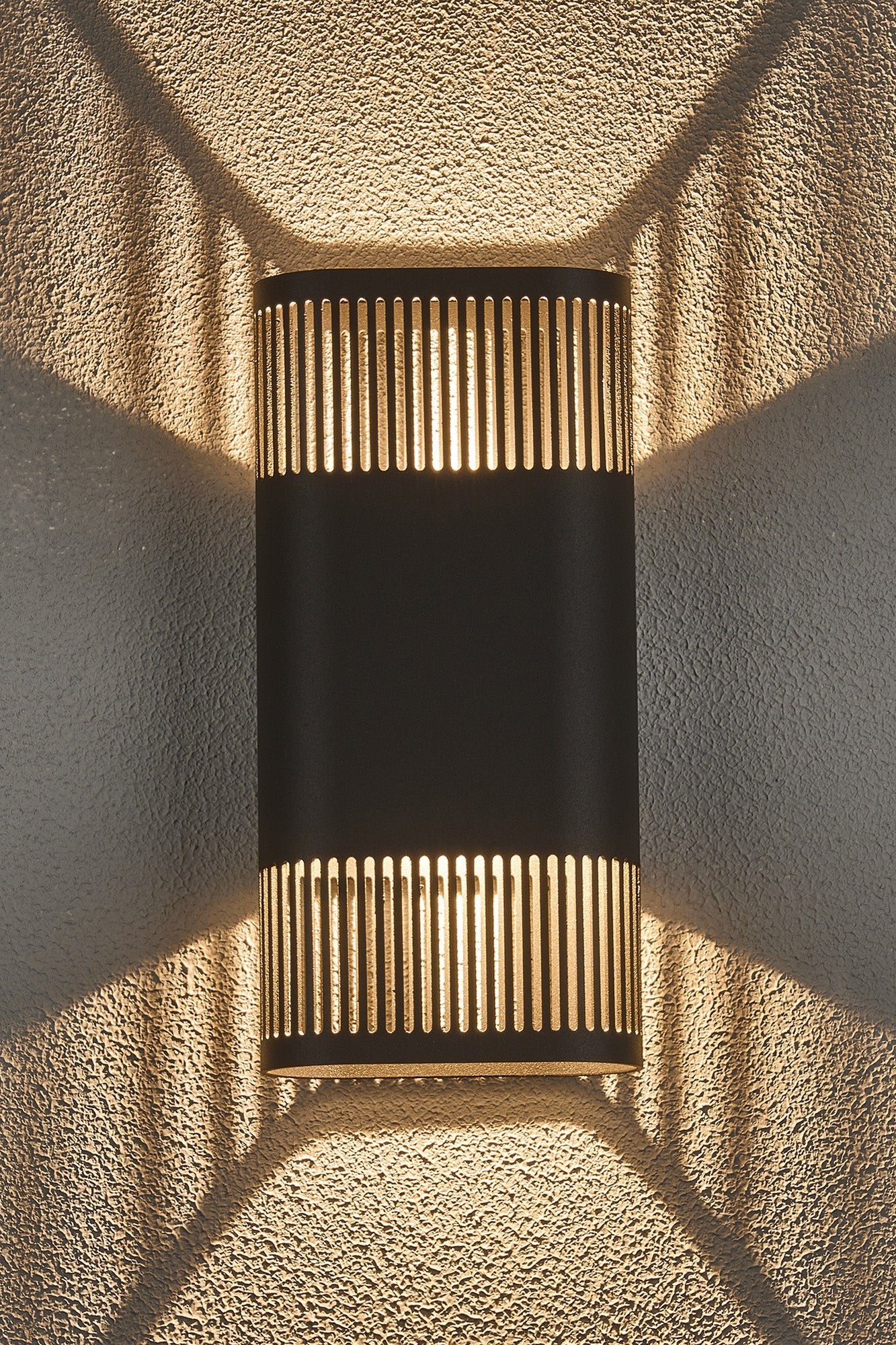 Luminosity Designs Ltd - Zane Wall Lamp With 125 x 260mm Mesh Line Pattern Shade, 2 x 6.5W LED, 3000K, 900lm, IP65 - Luminosity Designs Ltd