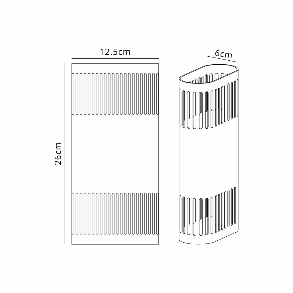 Luminosity Designs Ltd - Zane Wall Lamp With 125 x 260mm Mesh Line Pattern Shade, 2 x 6.5W LED, 3000K, 900lm, IP65 - Luminosity Designs Ltd