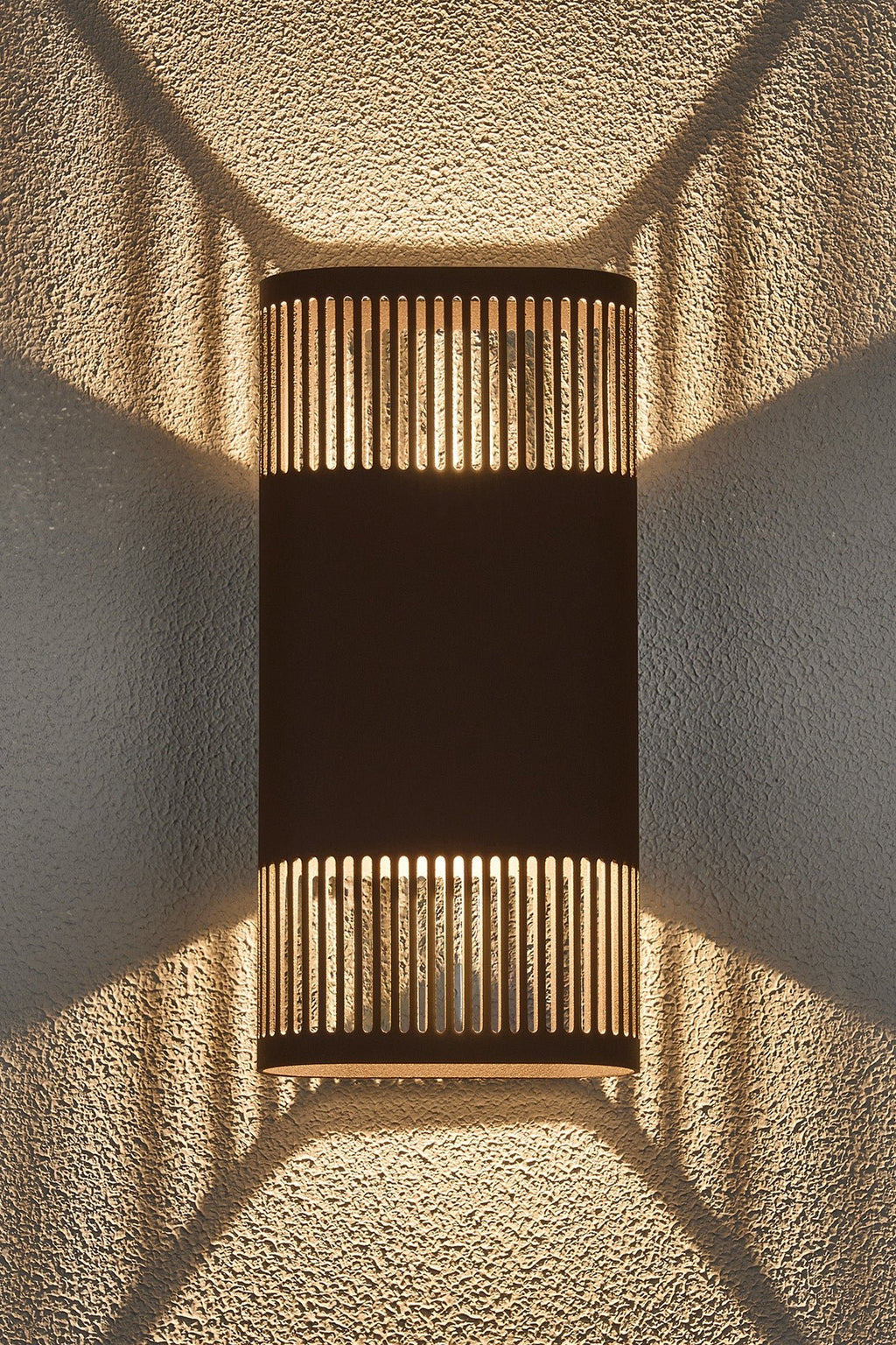 Luminosity Designs Ltd - Zane Wall Lamp With 125 x 260mm Mesh Line Pattern Shade, 2 x 6.5W LED, 3000K, 900lm, IP65 - Luminosity Designs Ltd