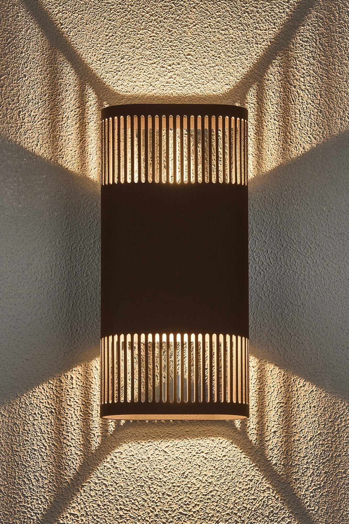 Luminosity Designs Ltd - Zane Wall Lamp With 125 x 260mm Mesh Line Pattern Shade, 2 x 6.5W LED, 3000K, 900lm, IP65 - Luminosity Designs Ltd