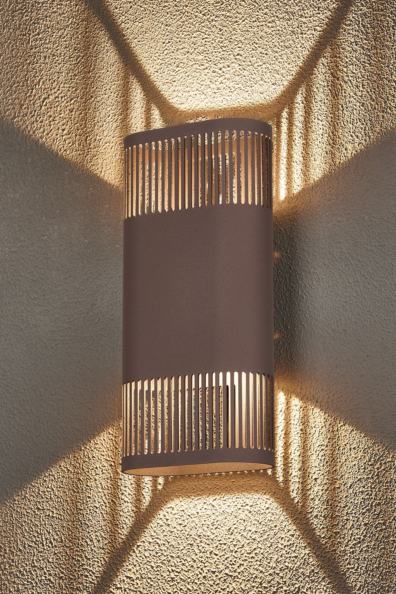 Luminosity Designs Ltd - Zane Wall Lamp With 125 x 260mm Mesh Line Pattern Shade, 2 x 6.5W LED, 3000K, 900lm, IP65 - Luminosity Designs Ltd