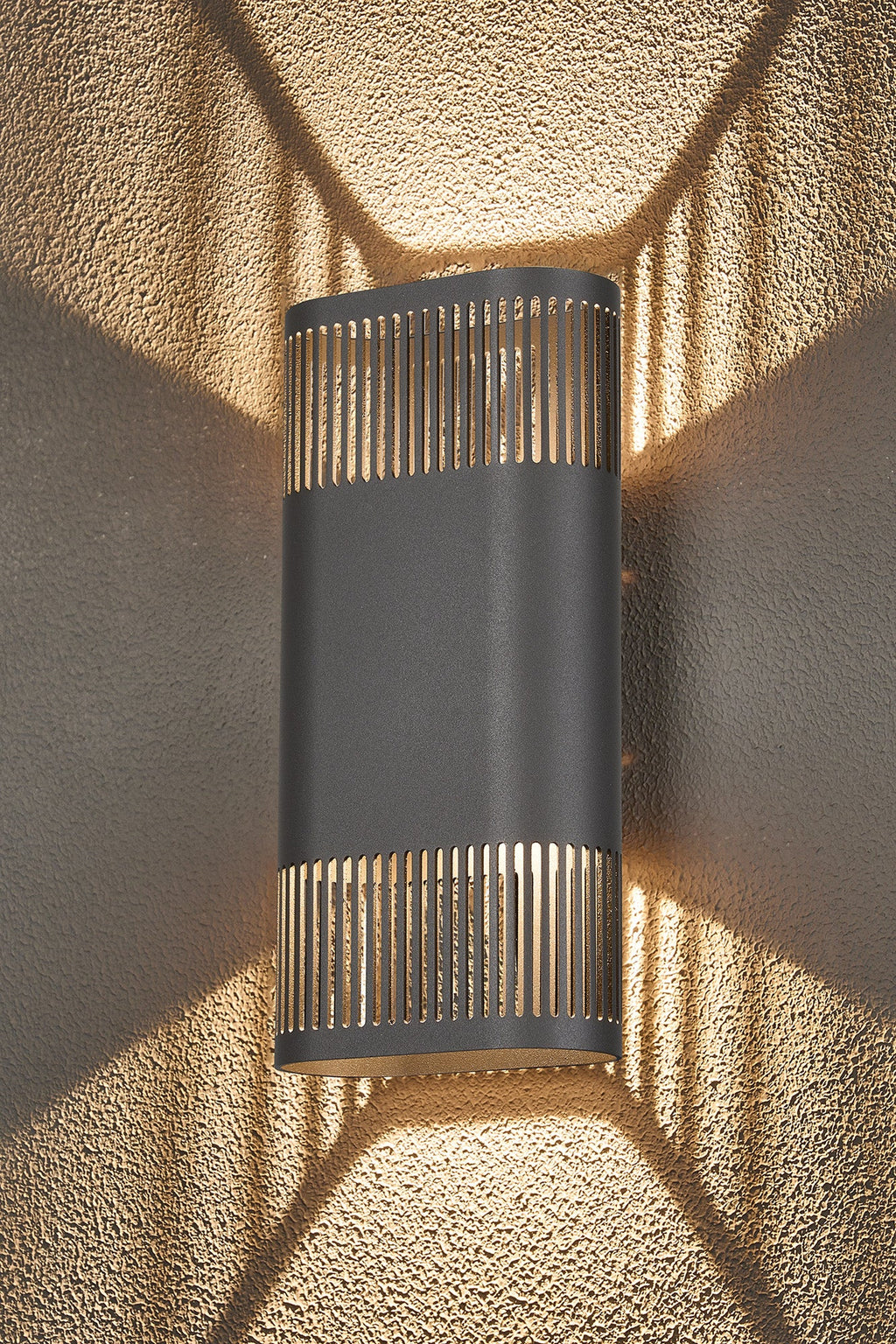 Luminosity Designs Ltd - Zane Wall Lamp With 125 x 260mm Mesh Line Pattern Shade, 2 x 6.5W LED, 3000K, 900lm, IP65 - Luminosity Designs Ltd