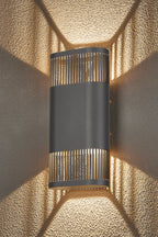 Luminosity Designs Ltd - Zane Wall Lamp With 125 x 260mm Mesh Line Pattern Shade, 2 x 6.5W LED, 3000K, 900lm, IP65 - Luminosity Designs Ltd