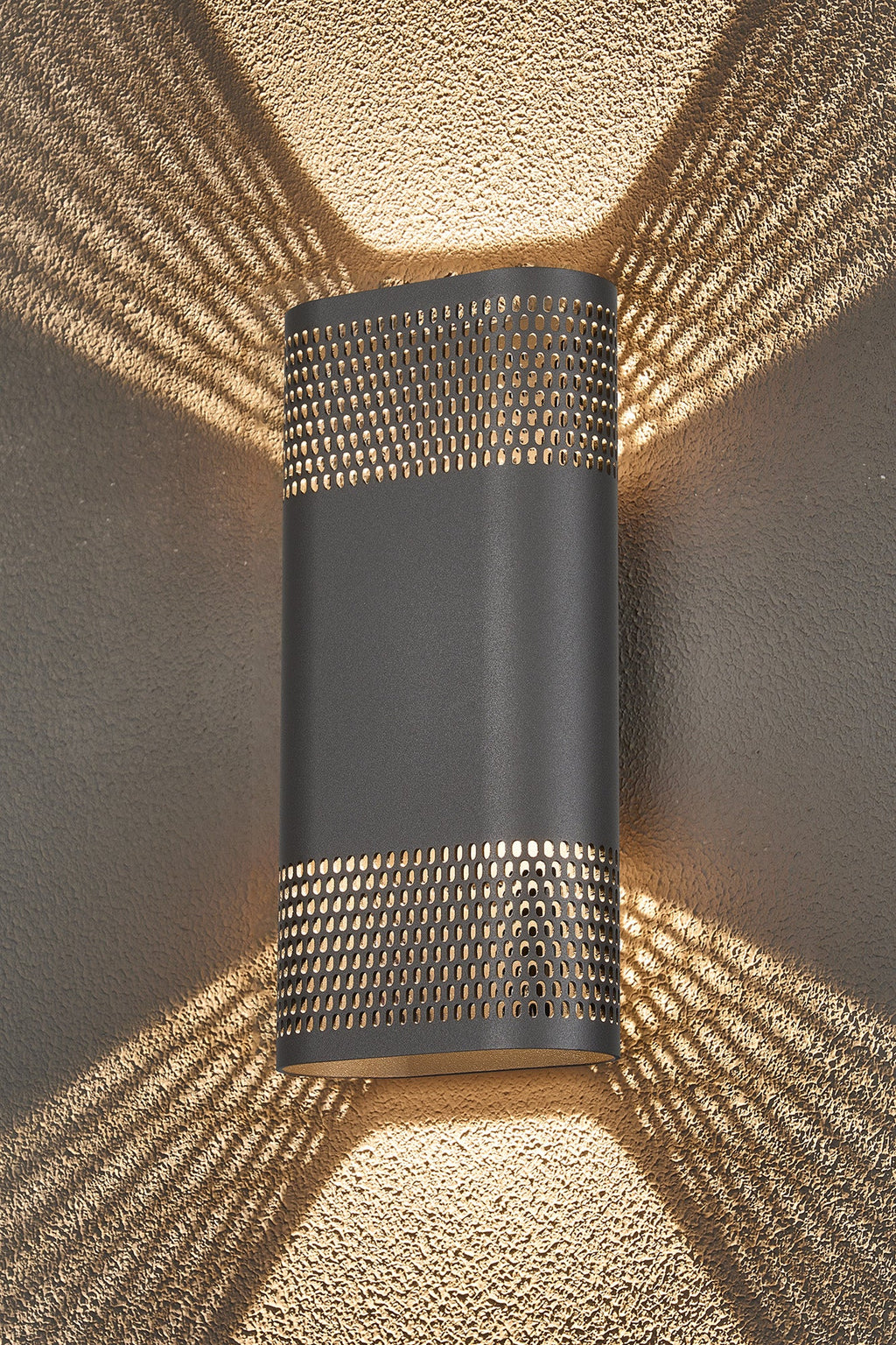 Luminosity Designs Ltd - Zane Wall Lamp With 125 x 260mm Mesh Oval Pattern Shade, 2 x 6.5W LED, 3000K, 900lm, IP65 - Luminosity Designs Ltd
