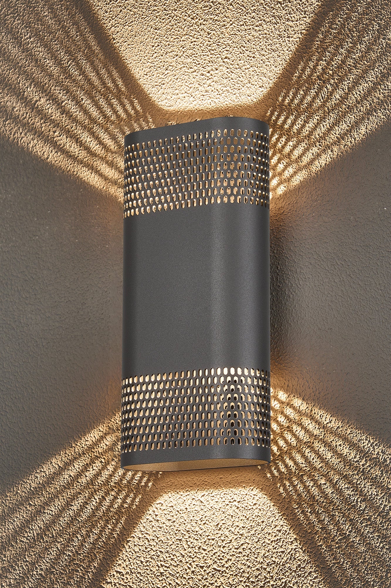 Luminosity Designs Ltd - Zane Wall Lamp With 125 x 260mm Mesh Oval Pattern Shade, 2 x 6.5W LED, 3000K, 900lm, IP65 - Luminosity Designs Ltd