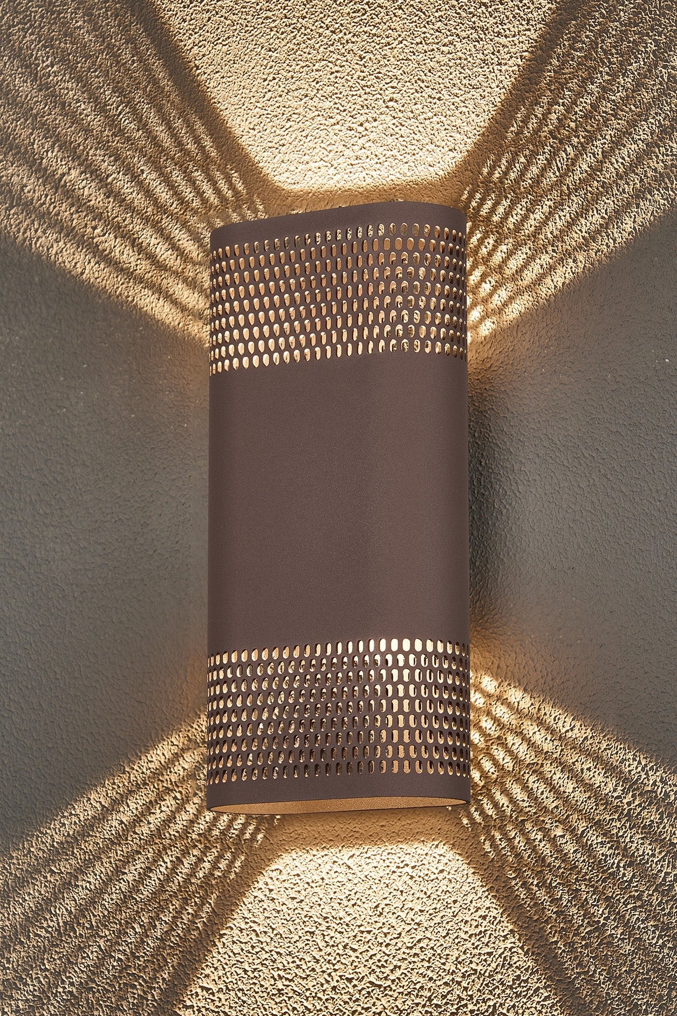Luminosity Designs Ltd - Zane Wall Lamp With 125 x 260mm Mesh Oval Pattern Shade, 2 x 6.5W LED, 3000K, 900lm, IP65 - Luminosity Designs Ltd