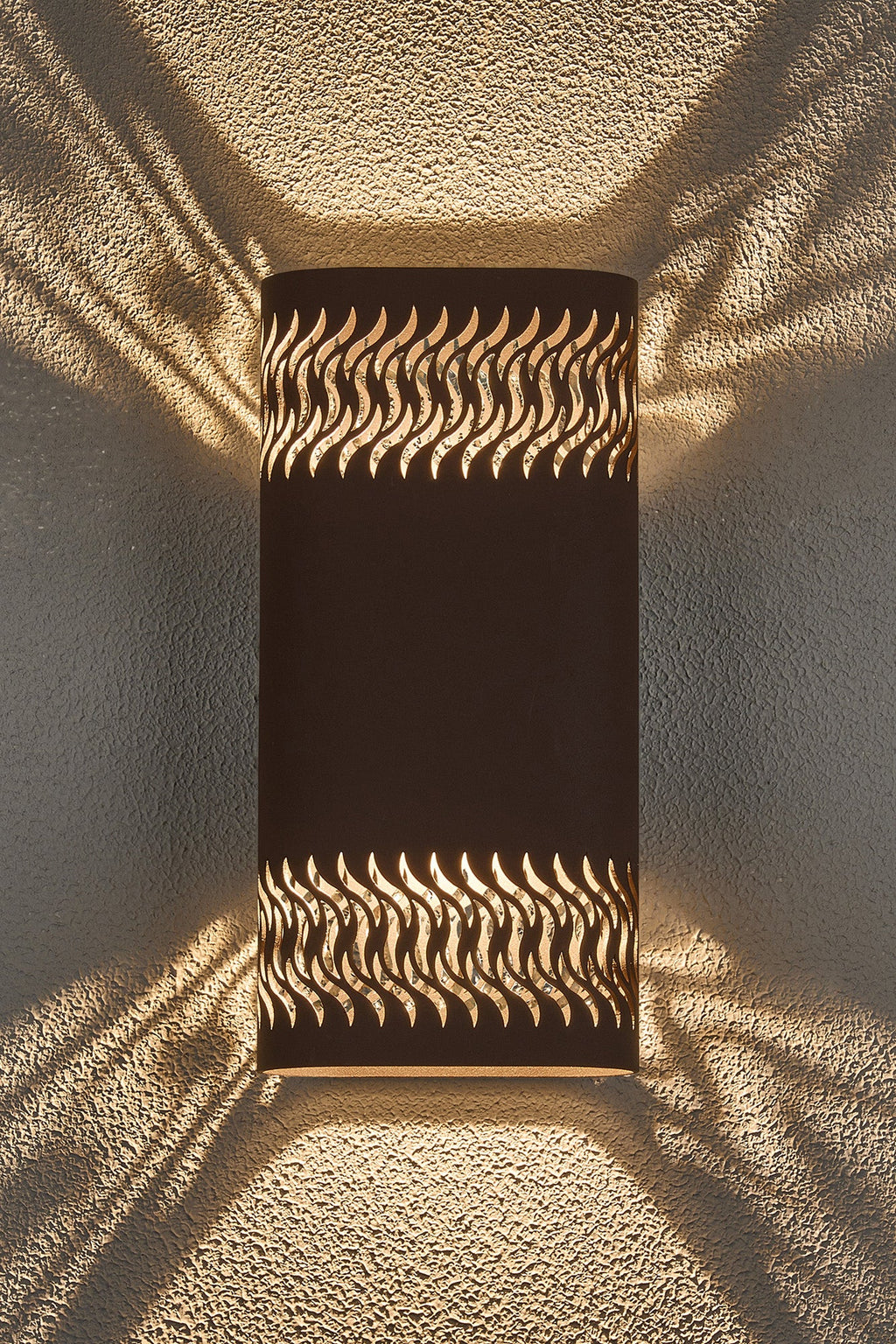 Luminosity Designs Ltd - Zane Wall Lamp With 125 x 260mm Mesh Waves Pattern Shade, 2 x 6.5W LED, 3000K, 900lm, IP65 - Luminosity Designs Ltd