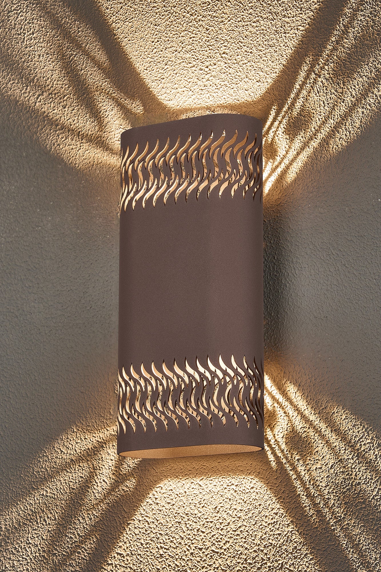 Luminosity Designs Ltd - Zane Wall Lamp With 125 x 260mm Mesh Waves Pattern Shade, 2 x 6.5W LED, 3000K, 900lm, IP65 - Luminosity Designs Ltd