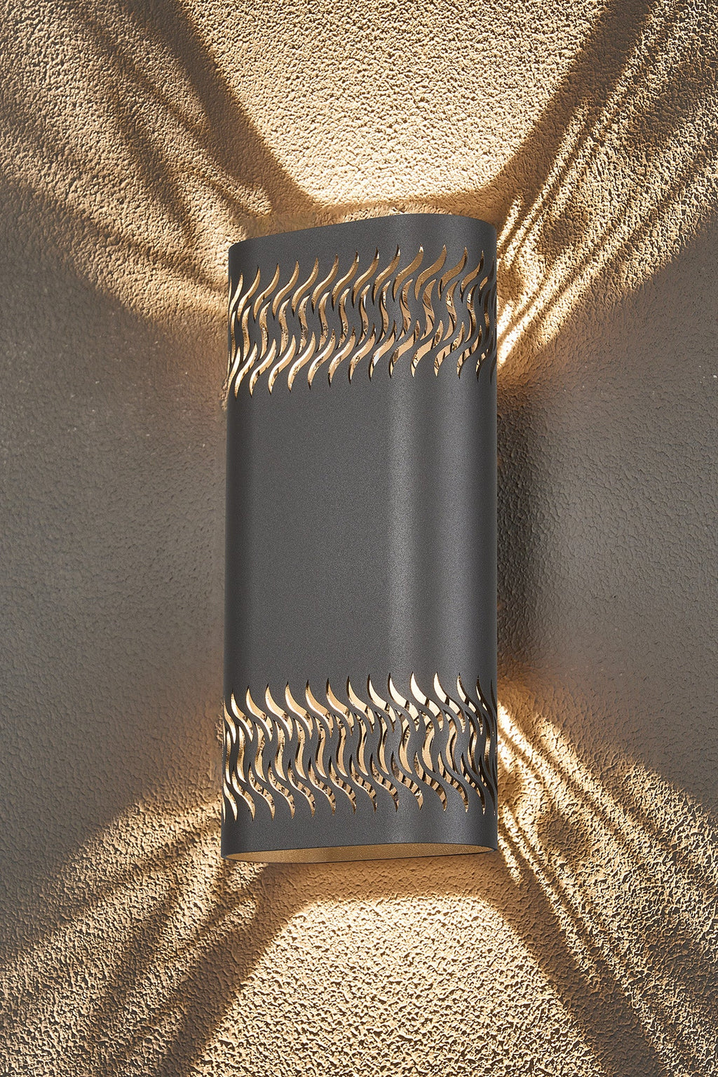 Luminosity Designs Ltd - Zane Wall Lamp With 125 x 260mm Mesh Waves Pattern Shade, 2 x 6.5W LED, 3000K, 900lm, IP65 - Luminosity Designs Ltd