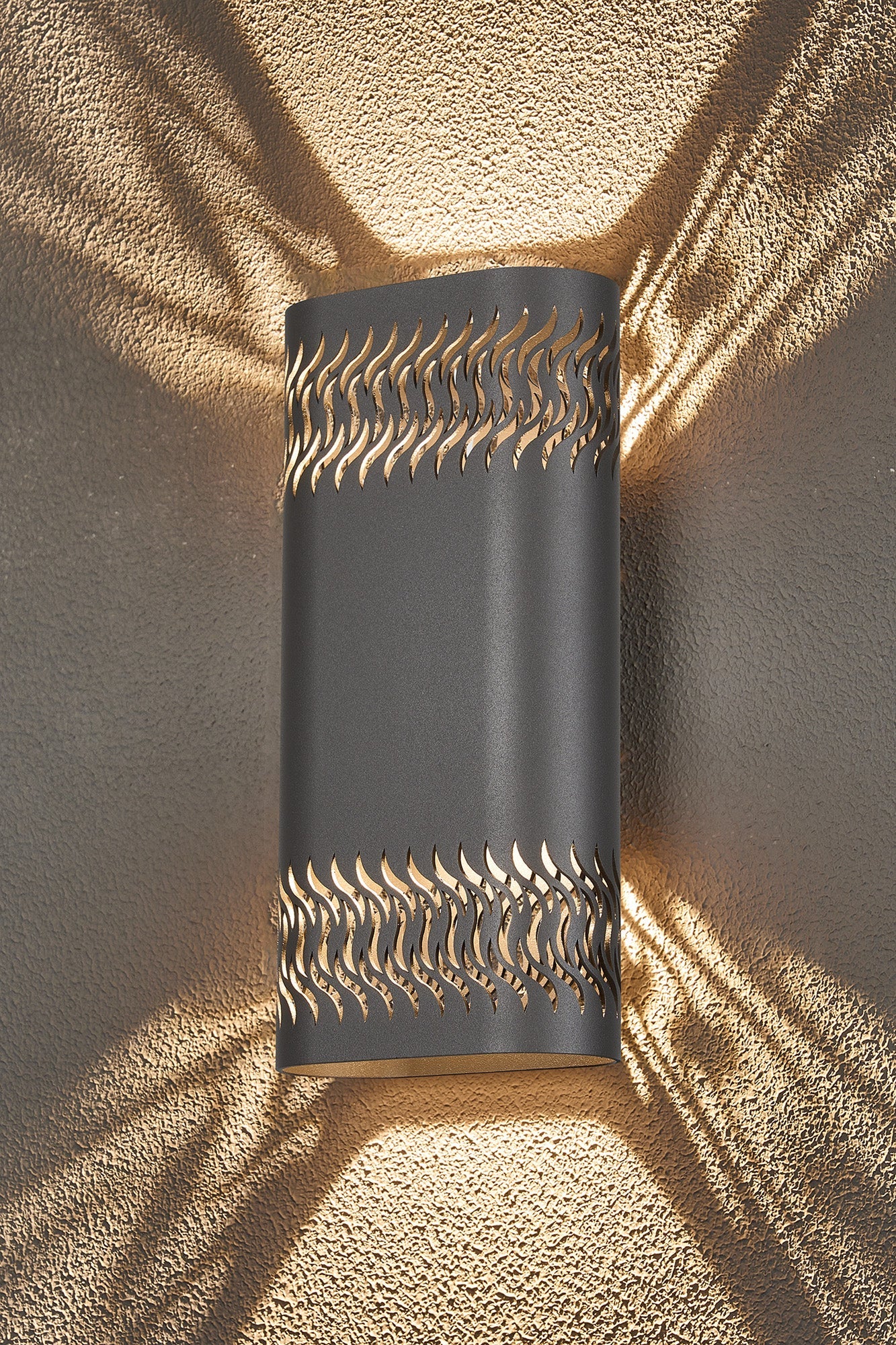Luminosity Designs Ltd - Zane Wall Lamp With 125 x 260mm Mesh Waves Pattern Shade, 2 x 6.5W LED, 3000K, 900lm, IP65 - Luminosity Designs Ltd