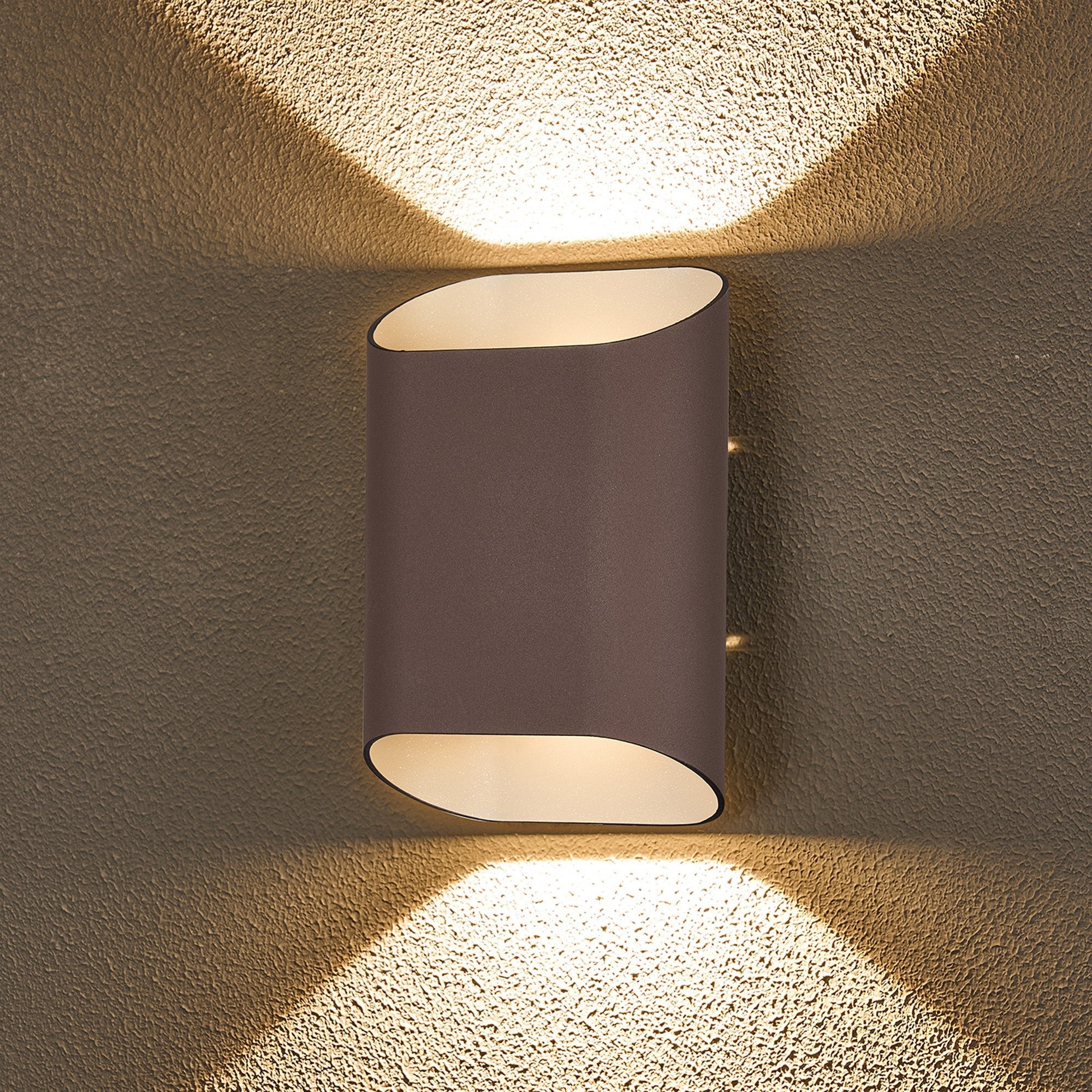Luminosity Designs Ltd - Zane Wall Lamp With 160 x 180mm Angled Shade, 2 x 6.5W LED, 3000K, 900lm, IP65 - Luminosity Designs Ltd