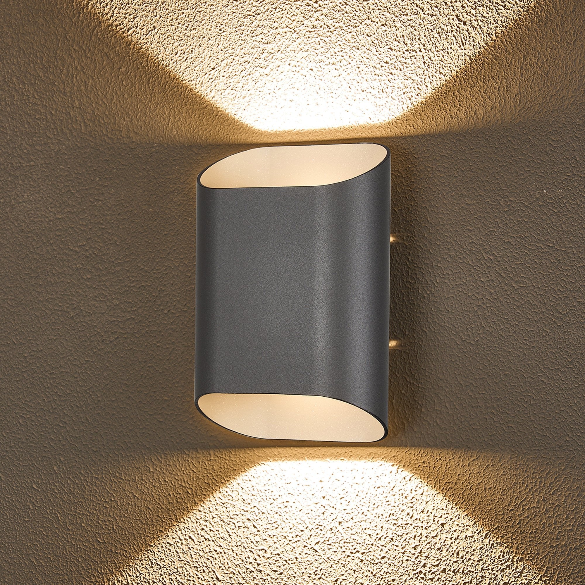 Luminosity Designs Ltd - Zane Wall Lamp With 160 x 180mm Angled Shade, 2 x 6.5W LED, 3000K, 900lm, IP65 - Luminosity Designs Ltd
