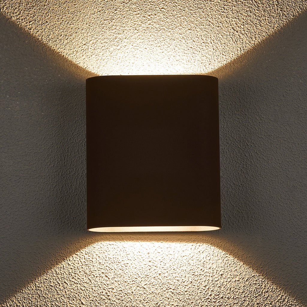 Luminosity Designs Ltd - Zane Wall Lamp With 160 x 180mm Flat Shade, 2 x 6.5W LED, 3000K, 900lm, IP65 - Luminosity Designs Ltd