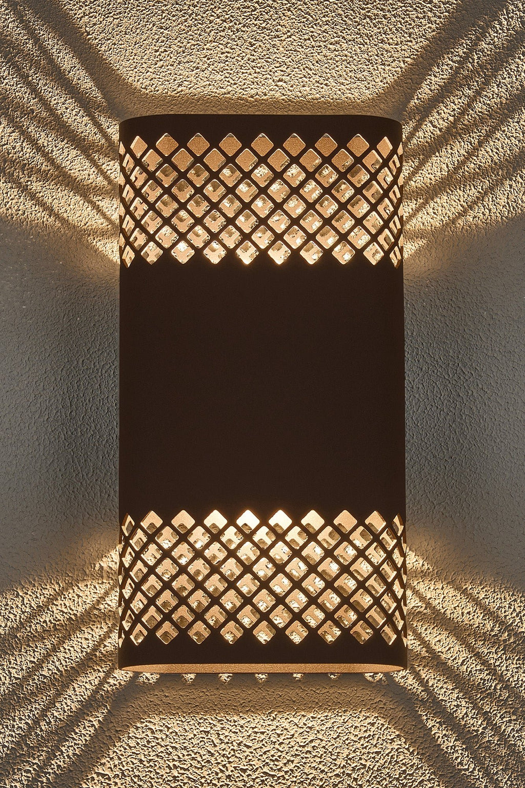 Luminosity Designs Ltd - Zane Wall Lamp With 160 x 305mm Mesh Diamond Pattern Shade, 2 x 6.5W LED, 3000K, 900lm, IP6 - Luminosity Designs Ltd