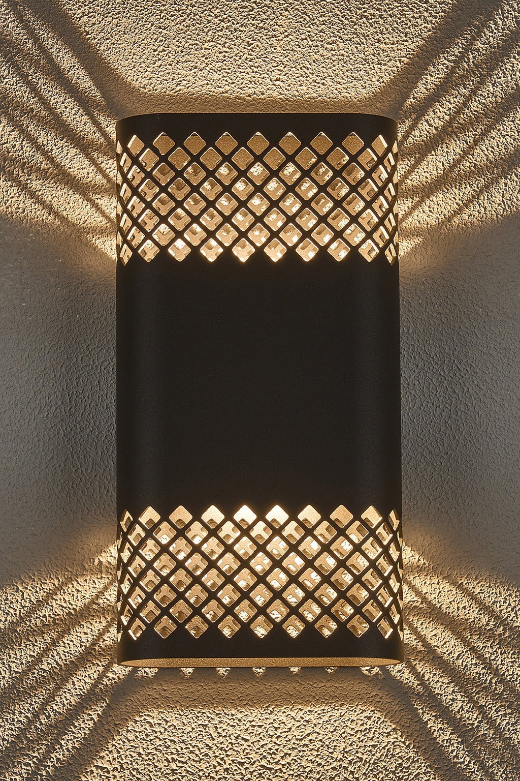 Luminosity Designs Ltd - Zane Wall Lamp With 160 x 305mm Mesh Diamond Pattern Shade, 2 x 6.5W LED, 3000K, 900lm, IP6 - Luminosity Designs Ltd