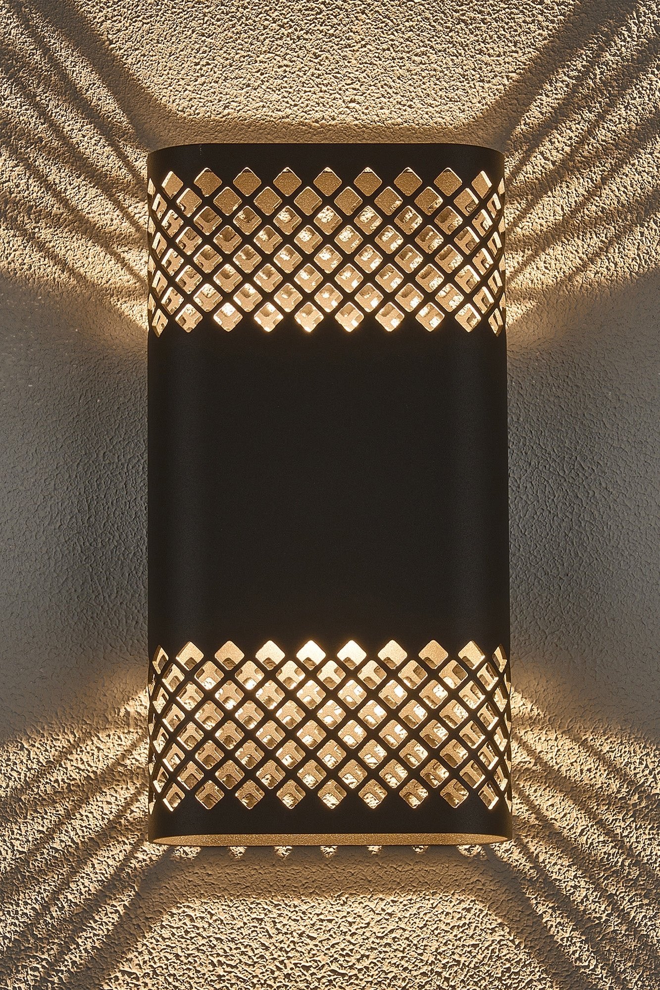 Luminosity Designs Ltd - Zane Wall Lamp With 160 x 305mm Mesh Diamond Pattern Shade, 2 x 6.5W LED, 3000K, 900lm, IP6 - Luminosity Designs Ltd