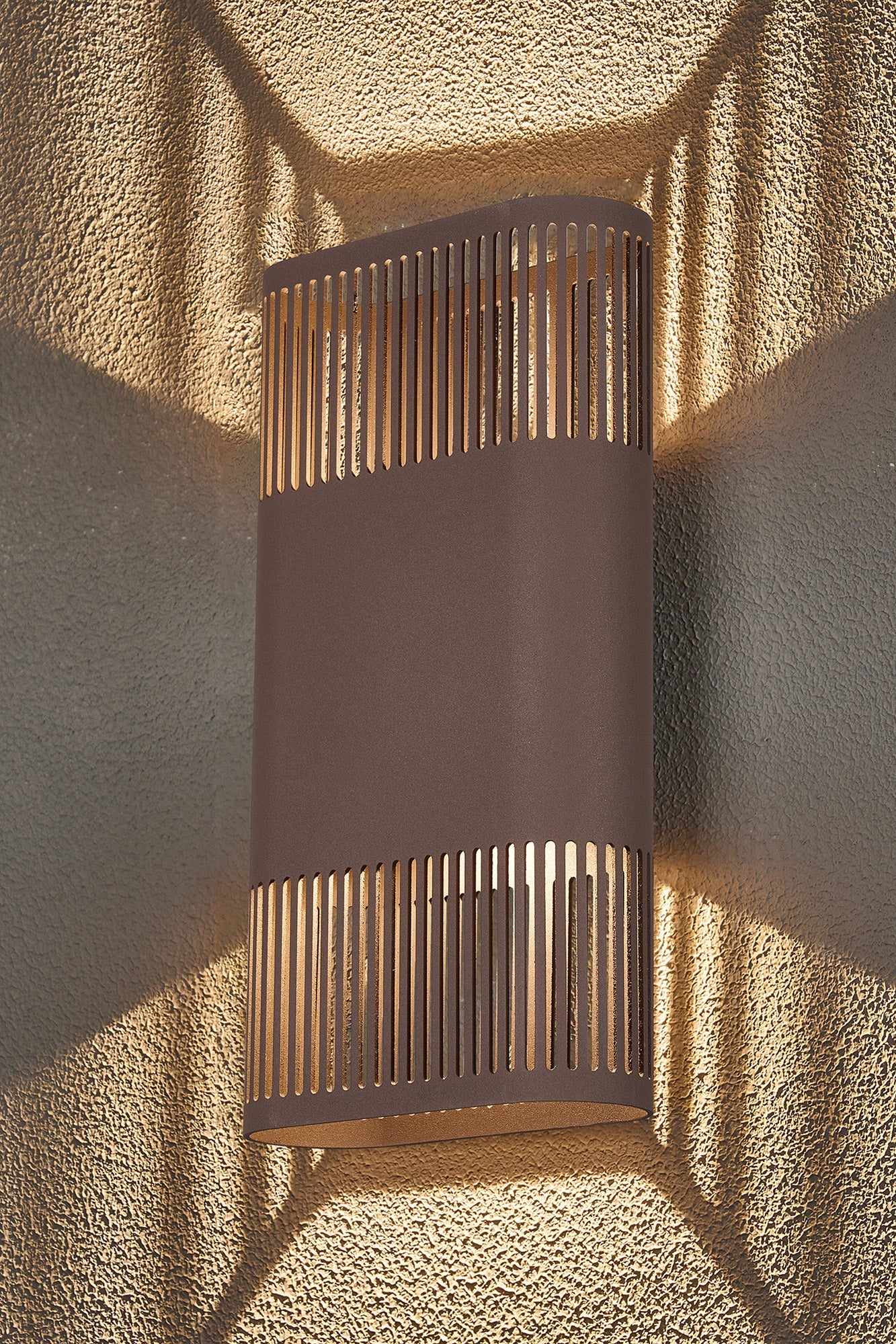 Luminosity Designs Ltd - Zane Wall Lamp With 160 x 305mm Mesh Line Pattern Shade, 2 x 6.5W LED, 3000K, 900lm, IP6 - Luminosity Designs Ltd