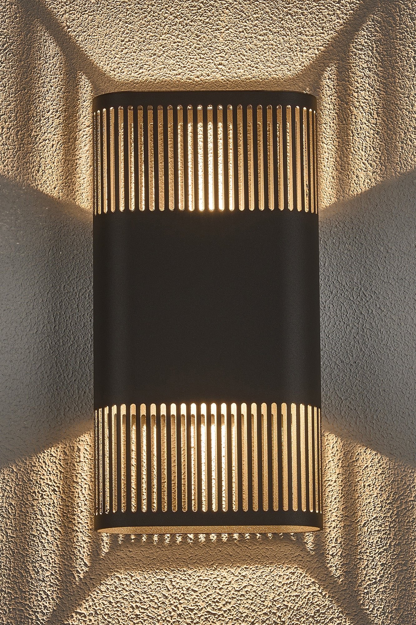 Luminosity Designs Ltd - Zane Wall Lamp With 160 x 305mm Mesh Line Pattern Shade, 2 x 6.5W LED, 3000K, 900lm, IP6 - Luminosity Designs Ltd