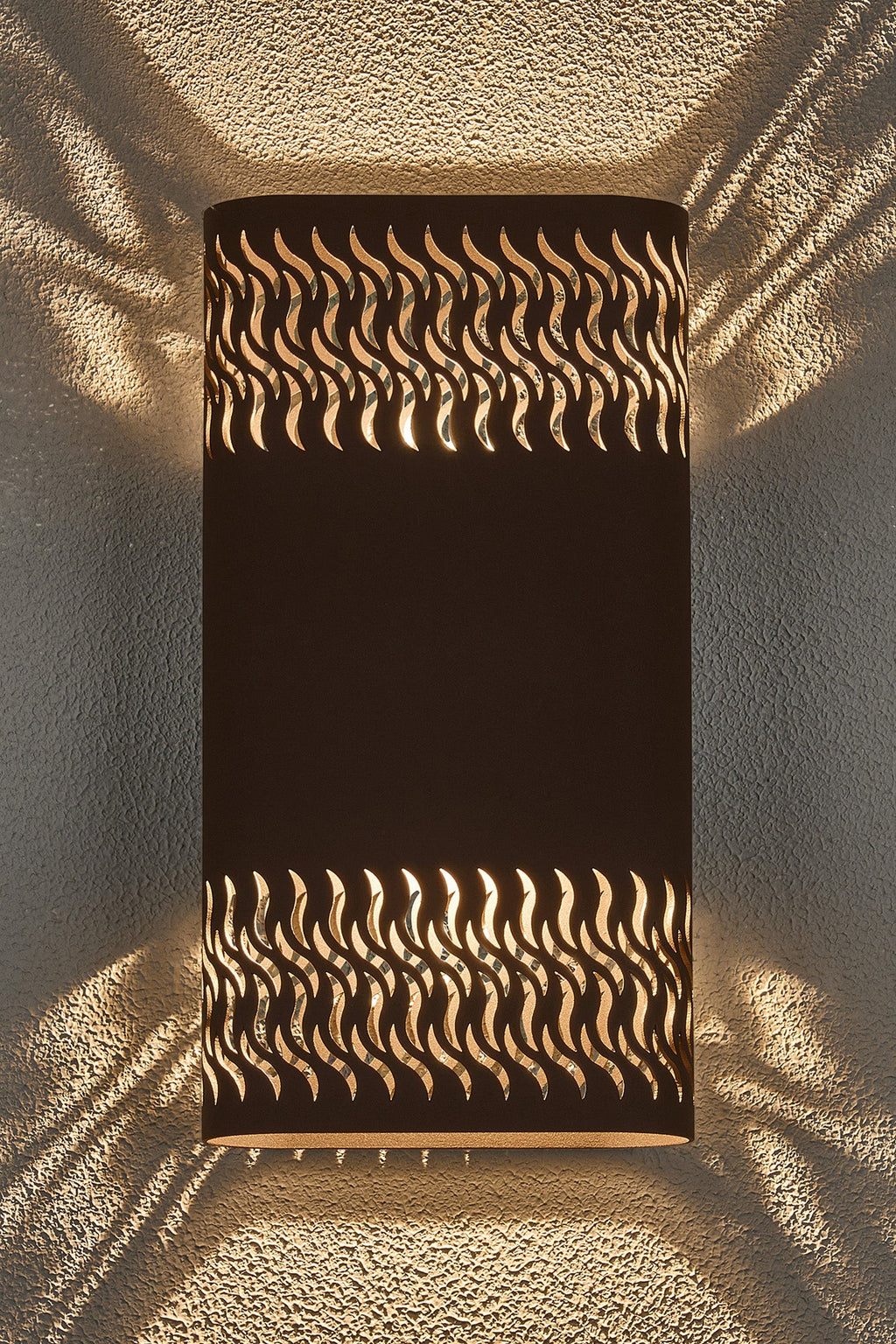 Luminosity Designs Ltd - Zane Wall Lamp With 160 x 305mm Mesh Waves Pattern Shade, 2 x 6.5W LED, 3000K, 900lm, IP65 - Luminosity Designs Ltd