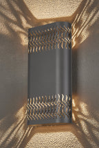 Luminosity Designs Ltd - Zane Wall Lamp With 160 x 305mm Mesh Waves Pattern Shade, 2 x 6.5W LED, 3000K, 900lm, IP65 - Luminosity Designs Ltd