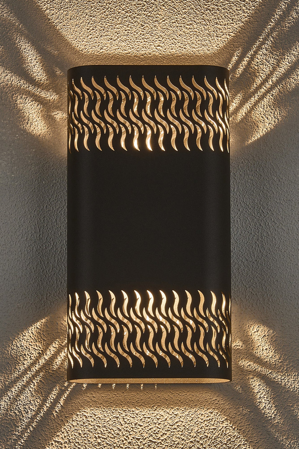 Luminosity Designs Ltd - Zane Wall Lamp With 160 x 305mm Mesh Waves Pattern Shade, 2 x 6.5W LED, 3000K, 900lm, IP65 - Luminosity Designs Ltd