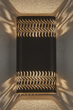 Luminosity Designs Ltd - Zane Wall Lamp With 160 x 305mm Mesh Waves Pattern Shade, 2 x 6.5W LED, 3000K, 900lm, IP65 - Luminosity Designs Ltd