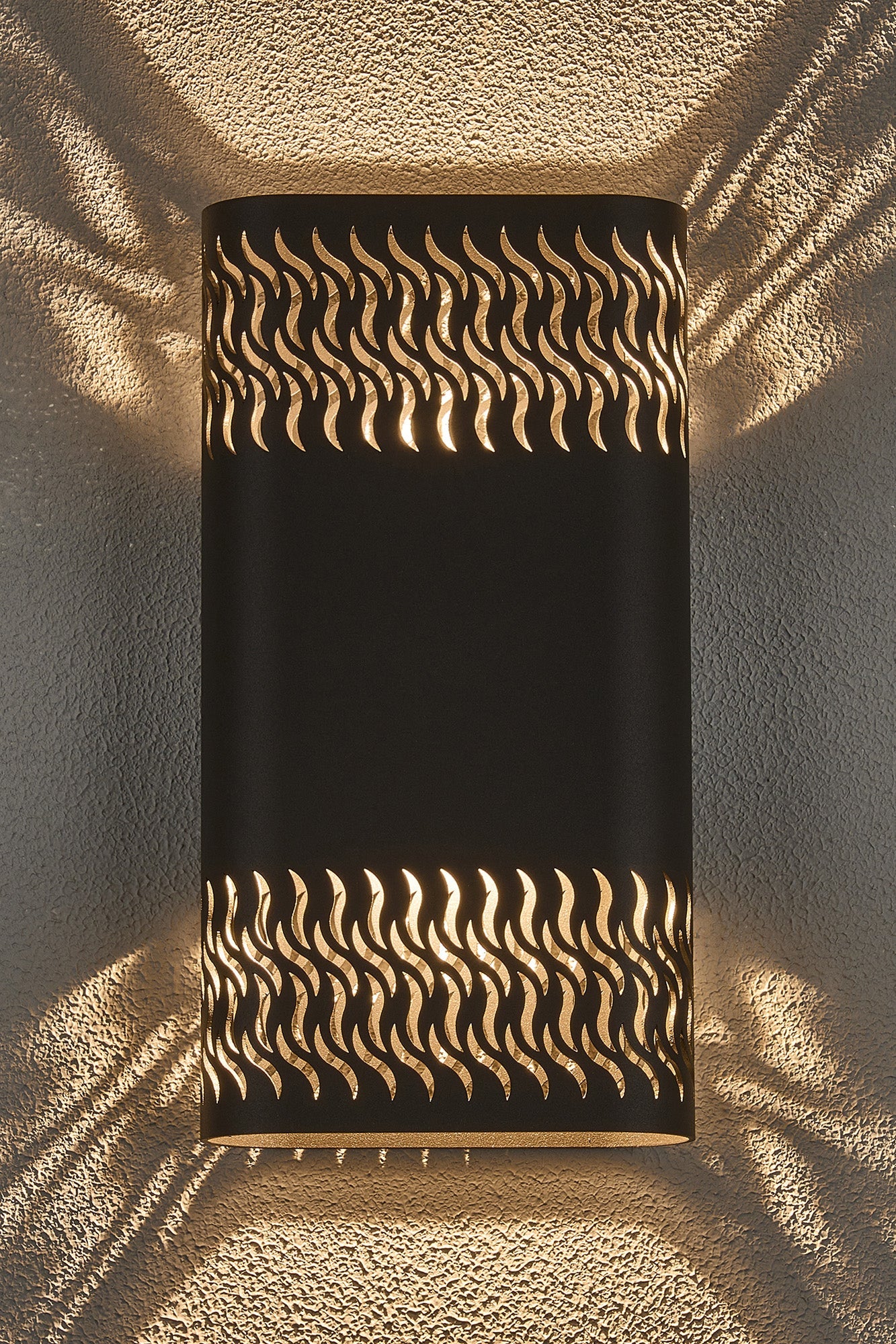 Luminosity Designs Ltd - Zane Wall Lamp With 160 x 305mm Mesh Waves Pattern Shade, 2 x 6.5W LED, 3000K, 900lm, IP65 - Luminosity Designs Ltd