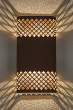 Zane Wall Lamp With 160 x 305mm Mesh Diamond Pattern Shade, 2 x 6.5W LED, 3000K, 900lm, IP6