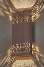 Zane Wall Lamp With 160 x 305mm Mesh Waves Pattern Shade, 2 x 6.5W LED, 3000K, 900lm, IP65