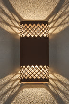 Zane Wall Lamp With 125 x 260mm Mesh Diamond Pattern Shade, 2 x 6.5W LED, 3000K, 900lm, IP65