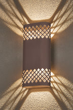 Zane Wall Lamp With 125 x 260mm Mesh Diamond Pattern Shade, 2 x 6.5W LED, 3000K, 900lm, IP65