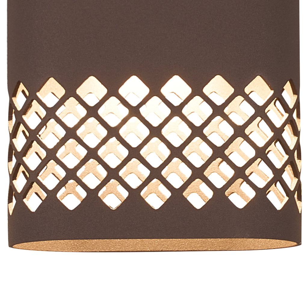 Zane Wall Lamp With 125 x 260mm Mesh Diamond Pattern Shade, 2 x 6.5W LED, 3000K, 900lm, IP65