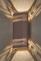 Zane Wall Lamp With 125 x 260mm Mesh Waves Pattern Shade, 2 x 6.5W LED, 3000K, 900lm, IP65