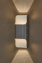 Zane Wall Lamp With 125 x 305mm Even Open Curve Shade, 2 x 6.5W LED, 3000K, 900lm, IP65