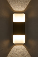 Zane Wall Lamp With 125 x 305mm Even Open Curve Shade, 2 x 6.5W LED, 3000K, 900lm, IP65