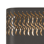 Zane Wall Lamp With 160 x 305mm Mesh Waves Pattern Shade, 2 x 6.5W LED, 3000K, 900lm, IP65