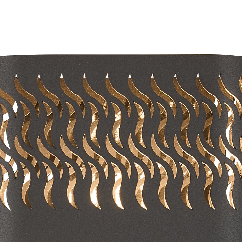 Zane Wall Lamp With 160 x 305mm Mesh Waves Pattern Shade, 2 x 6.5W LED, 3000K, 900lm, IP65