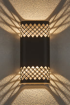 Zane Wall Lamp With 125 x 260mm Mesh Diamond Pattern Shade, 2 x 6.5W LED, 3000K, 900lm, IP65