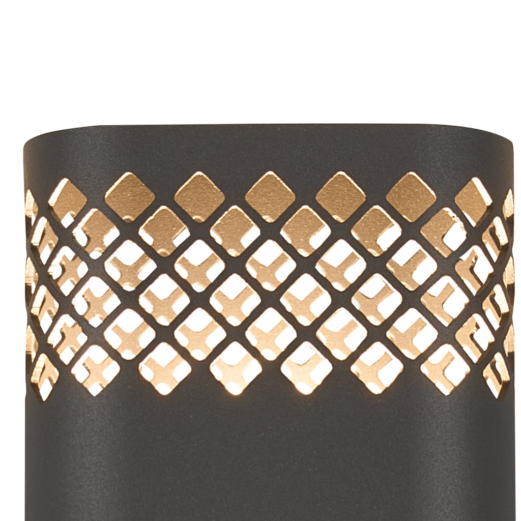Zane Wall Lamp With 125 x 260mm Mesh Diamond Pattern Shade, 2 x 6.5W LED, 3000K, 900lm, IP65