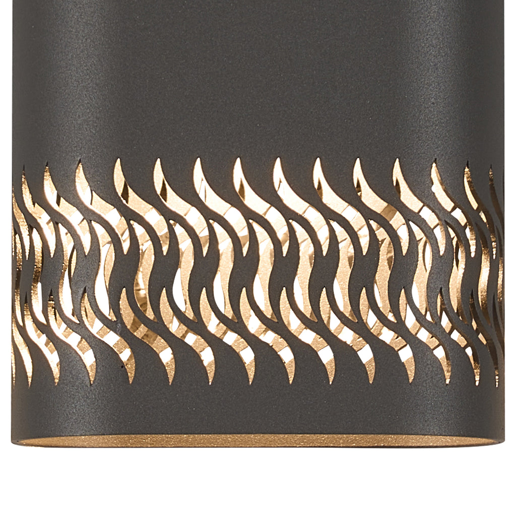 Zane Wall Lamp With 125 x 260mm Mesh Waves Pattern Shade, 2 x 6.5W LED, 3000K, 900lm, IP65