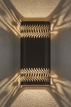 Zane Wall Lamp With 125 x 260mm Mesh Waves Pattern Shade, 2 x 6.5W LED, 3000K, 900lm, IP65