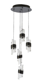 Unlit Zanthus LED Circular Multi Pendant with Acrylic Swirls and Metal Detailing (Oaks 8022/5 SP ) - Luminosity Designs Ltd