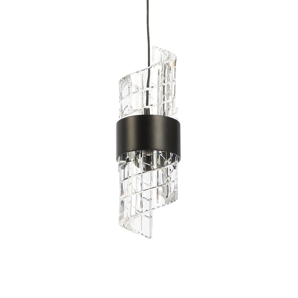 Oaks Lighting - Zanthus LED Single Pendant with Acrylic Swirls and Metal Detailing (Oaks 8022/1 SP ) - Luminosity Designs Ltd