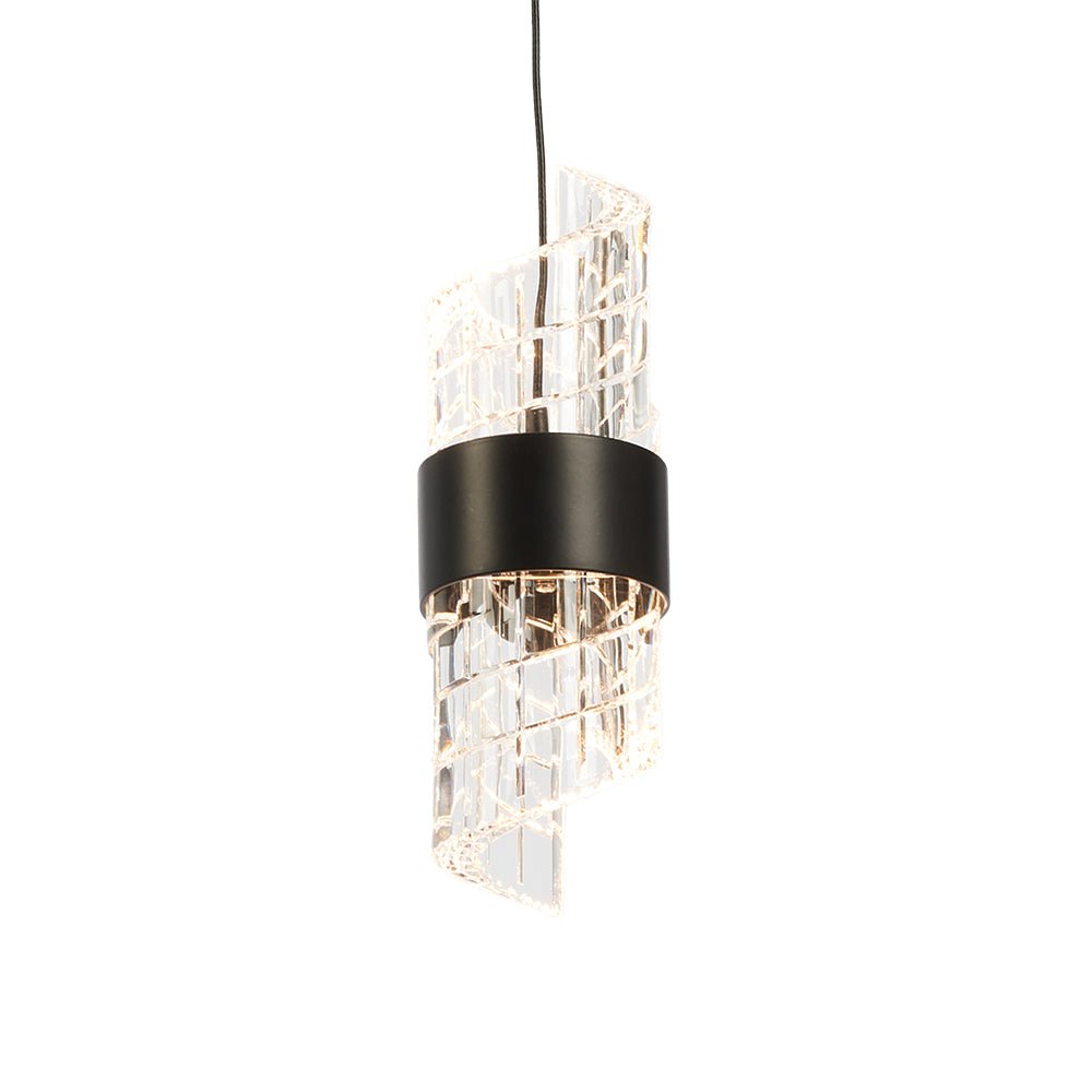Oaks Lighting - Zanthus LED Single Pendant with Acrylic Swirls and Metal Detailing (Oaks 8022/1 SP ) - Luminosity Designs Ltd