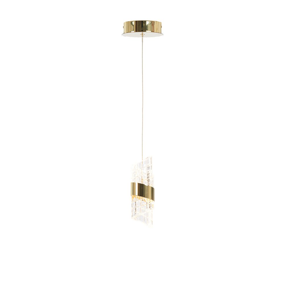Oaks Lighting - Zanthus LED Single Pendant with Acrylic Swirls and Metal Detailing (Oaks 8022/1 SP ) - Luminosity Designs Ltd