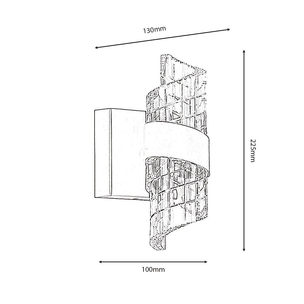 Zanthus LED Single Wall Light with Acrylic Swirls and Metal Detailing (Oaks 8022/1 WB ) - Luminosity Designs Ltd