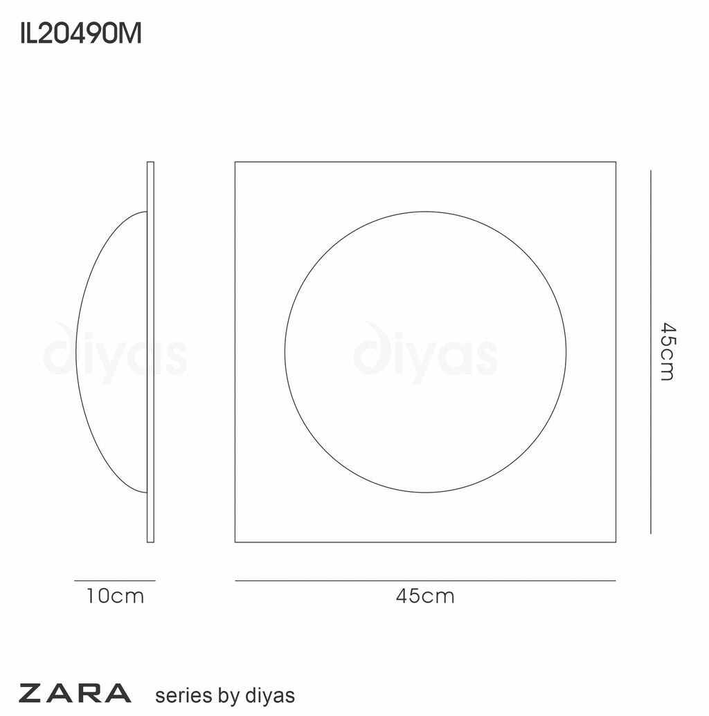 Diyas - Zara Flush Fitting Medium Square - Luminosity Designs Ltd