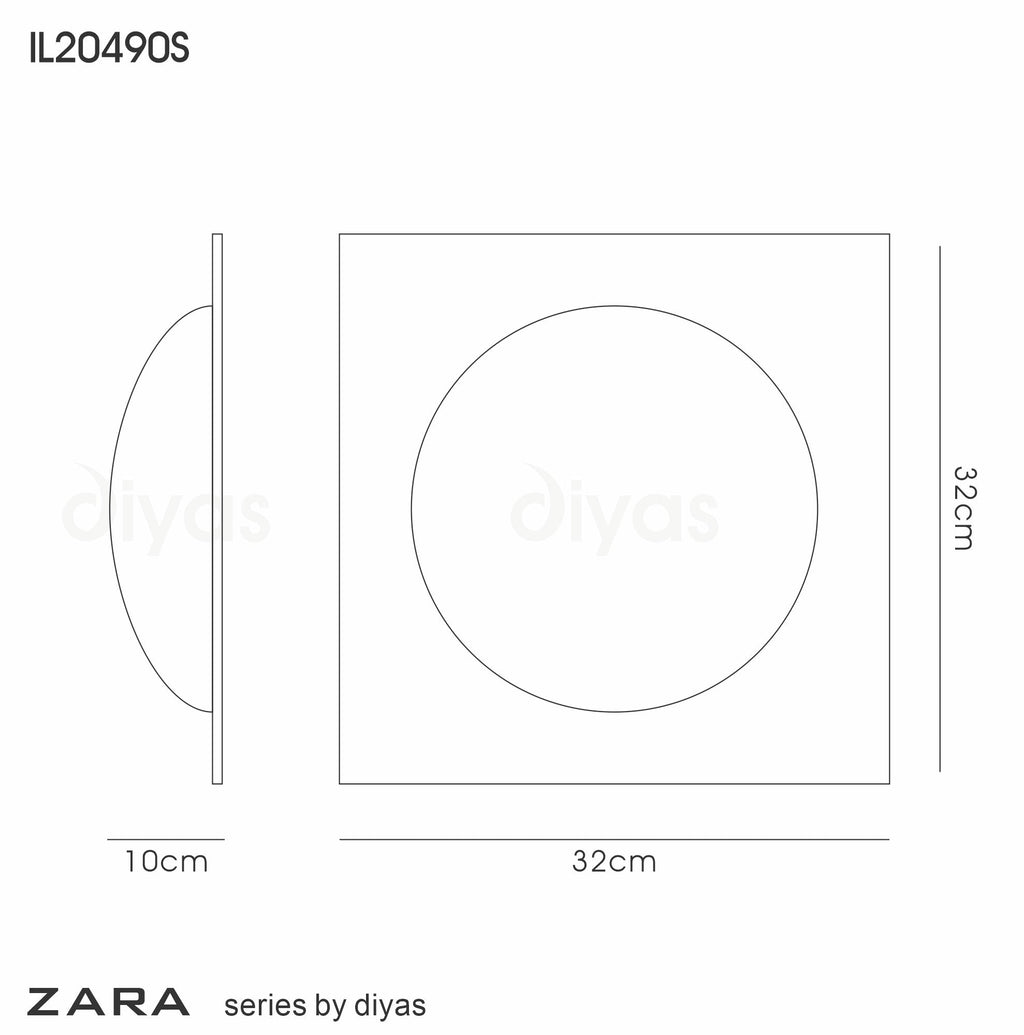 Diyas - Zara Flush Fitting Small Square - Luminosity Designs Ltd