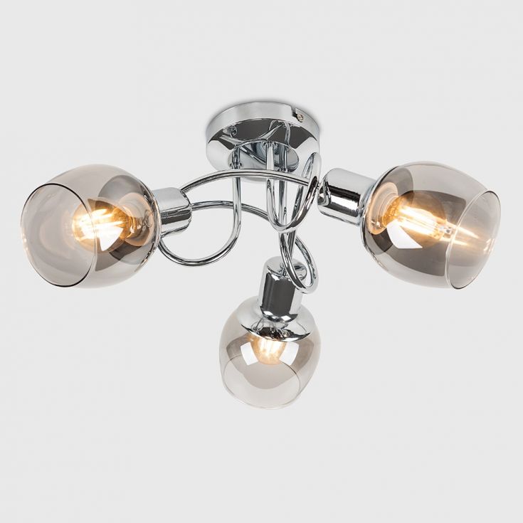 lse - Zarah 3 Light Chrome Flush Ceiling Light - Luminosity Designs Ltd